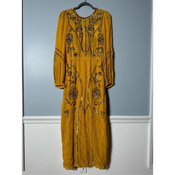 Anthropologie Let Me Be Juliet Sheer Maxi Dress Sz Small New - Picture 8 of 10